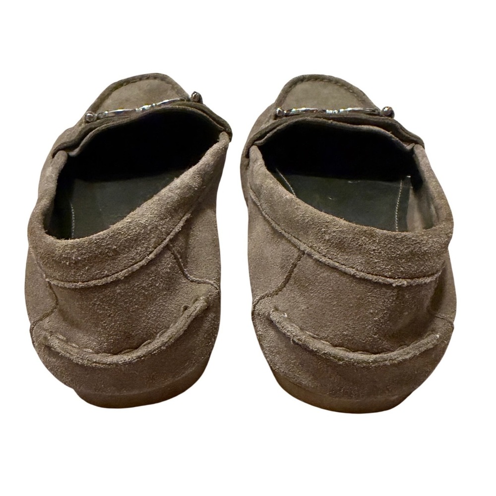 Coach Fortunata Suede Driving Loafers Taupe‎ Gray Logo Flats A4481 Womens 9.5B - Picture 4 of 5